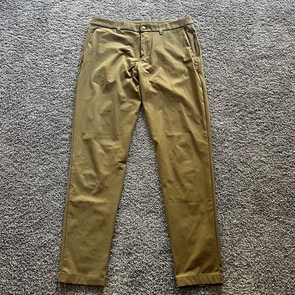 Lululemon ABC Slim Fit Trouser Chino Pants Stretch Khaki Warpstreme Mens 33x32 - Picture 1 of 7
